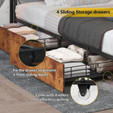 Queen Bed Frame with Storage & LED Lights – Built-in Power Strip & USB Charging