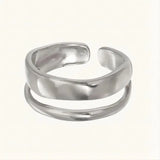 Stackable Ripple Wave Rings for Women – Adjustable Stainless Steel 18K Gold & Silver Plated Minimalist Jewelry