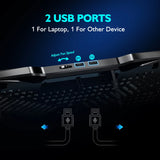 Base de refrigeración para ordenador portátil: enfriador ultrasilencioso con 5 ventiladores, soporte ajustable y puertos USB