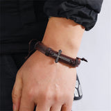 Retro Punk Cross Faith Leather Bracelet – Adjustable Christian Jewelry Gift