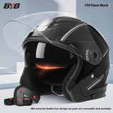 Retro 3/4 Motorcycle Helmet with Double Visor - ABS+PC Open Face Helmet for Scooters