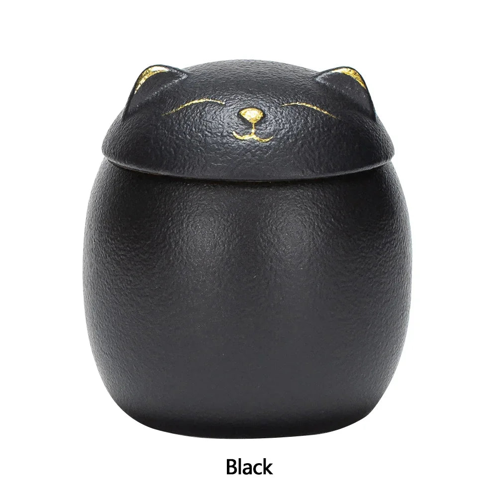 Ceramic Cat Memorial Urn - Pet Ashes Keepsake with Sealed Lid (200ml Capacity)
