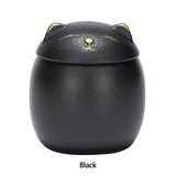 Ceramic Cat Memorial Urn - Pet Ashes Keepsake with Sealed Lid (200ml Capacity)