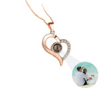 Personalized Photo Projection Necklace with Rose Pendant