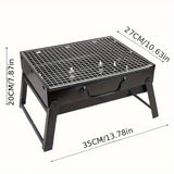 Parrilla de carbón portátil de acero inoxidable: minikit de herramientas para barbacoa para acampar al aire libre y hacer pícnic