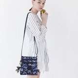 Stylish Women's Nylon Crossbody Bag with Floral Decoration – Soft Messenger Shoulder Purse for Parties