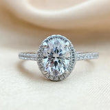 Oval Cut Moissanite Ring - 1CT/2CT/3CT D Color VVS1 Sterling Silver Wedding Band