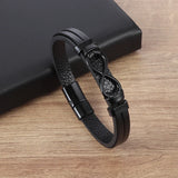 Men's Geometric Leather Bracelet with Zinc Alloy Magnet Clasp – Hiphop/Rock Fashion Accessory