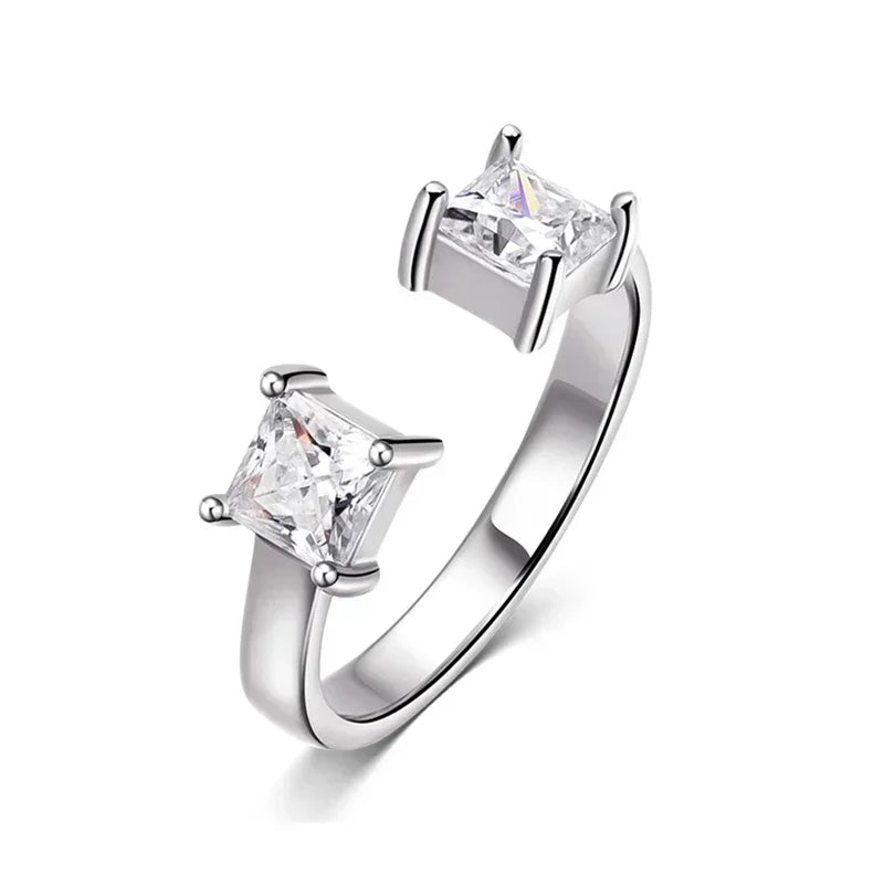 Princess Cut Moissanite Ring – 1CTTW 925 Sterling Silver Wedding Band for Women