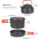 Juego de utensilios de cocina para acampar: juego de vajilla y utensilios de cocina para exteriores antiadherentes con tetera