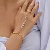 Boho Chain Bracelet with Finger Ring – Trendy Hand Jewelry for Women