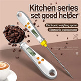 Báscula de cocina digital 2 en 1: cuchara medidora LCD y termómetro para alimentos