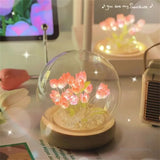Lámpara de noche LED con tulipanes artificiales hecha a mano: lámpara de noche DIY para dormitorio y regalos
