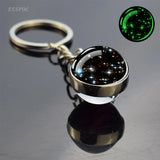 Glow-in-the-Dark Glass Ball Keychain – Trendy Fluorescent Metal Accessory