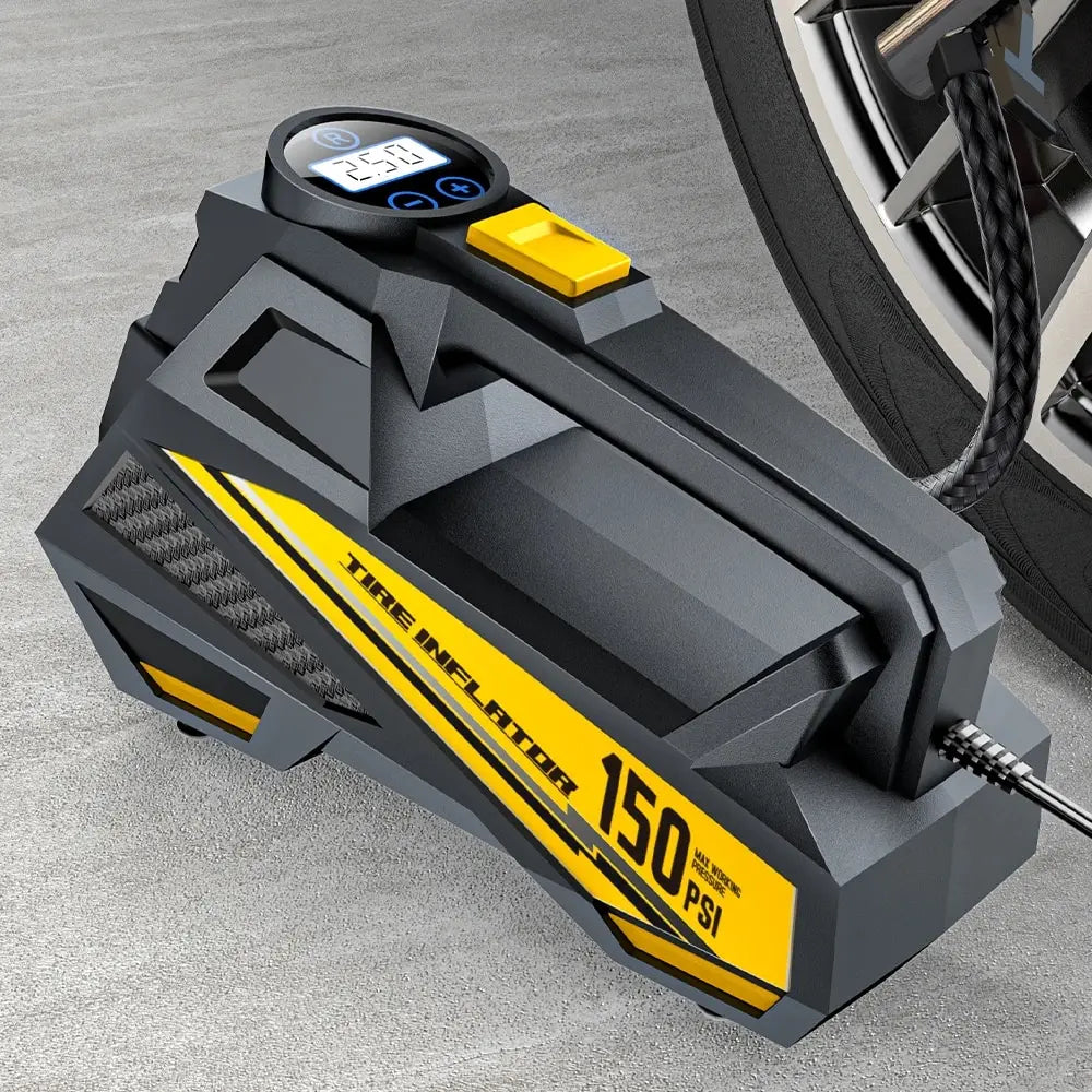 150PSI Portable Electric Tire Inflator with LED Light & Auto Shut-Off – 12V Car Air Compressor