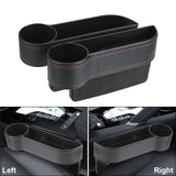 Organizador universal de cuero sintético para asientos de coche con orificio de carga: almacenamiento compacto para teléfonos, llaves y botellas