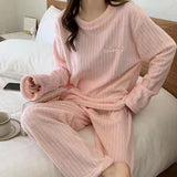 Women's 2-Piece Velvet Fleece Set | Warm Pullover & Pants Loungewear
