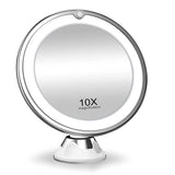 Espejo de maquillaje LED con aumento de 10X: espejo de tocador portátil con pantalla táctil