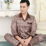 Luxury Men's Paisley Pajama Set - Soft Imitation Silk Full Sleeve Sleepwear with Elastic Waist