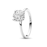 Elegant Unisex Silver Zircon Ring – Classic Round Cut Wedding Band