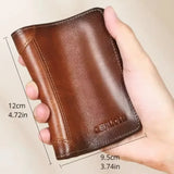 Men’s RFID Blocking Genuine Leather Wallet – Slim Trifold with Card, Coin & SIM Holder