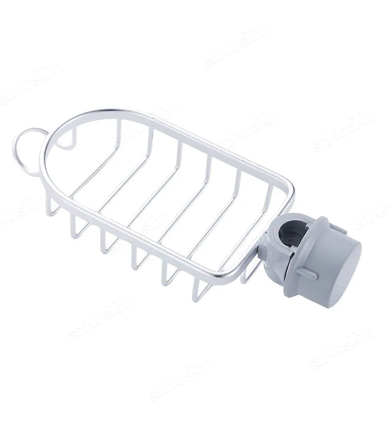 Estante de baño con drenaje de grifo ajustable, soporte de almacenamiento de ducha de color negro y plateado, cesta para artículos diversos de cocina, estante para guardar jabón
