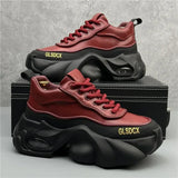 Men’s Height Increasing Casual Leather Sneakers – Stylish Patchwork Lace-Up Shoes