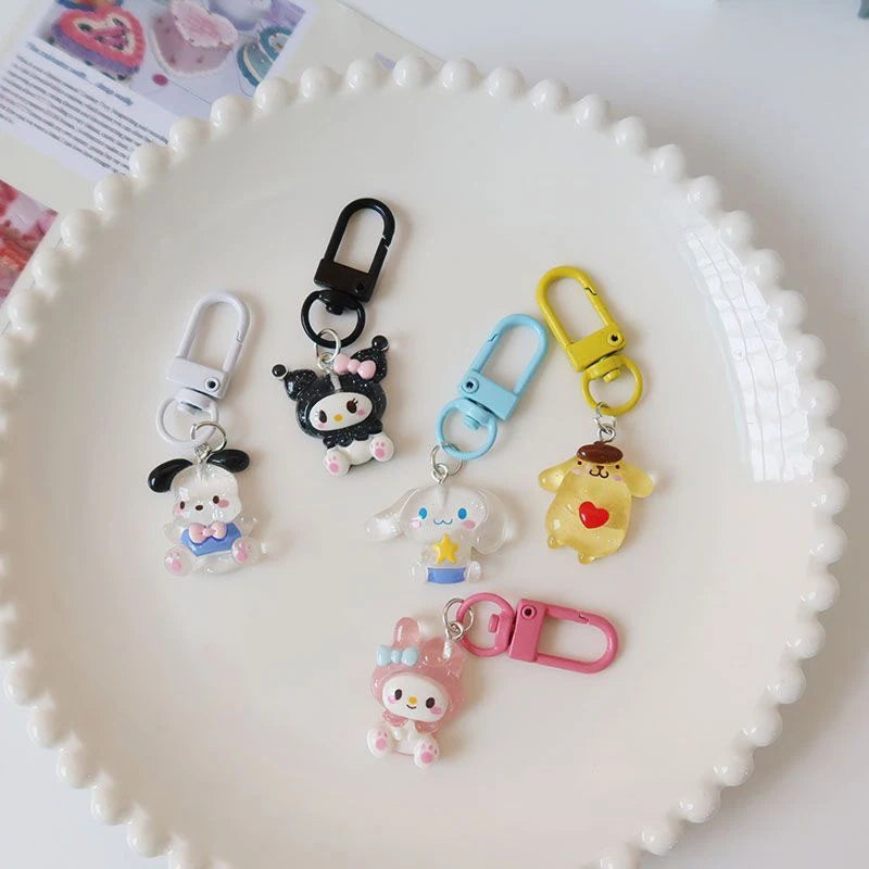 Sanrio Hello Kitty Transparent Keychain - Cute Flashing Anime Bag Charm