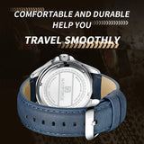 Men's Fashion Quartz Watch – Leather Strap, Waterproof, Luminous Hands, Calendar Display