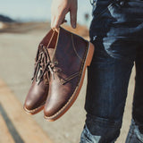 Men’s Winter Leather Desert Boots – Split Leather Lace-Up Ankle Boots with Canvas Lining