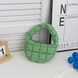 Mini Dumpling Shaped Linen Bag with Zipper Pocket – Soft Baguette Tote for Everyday Use
