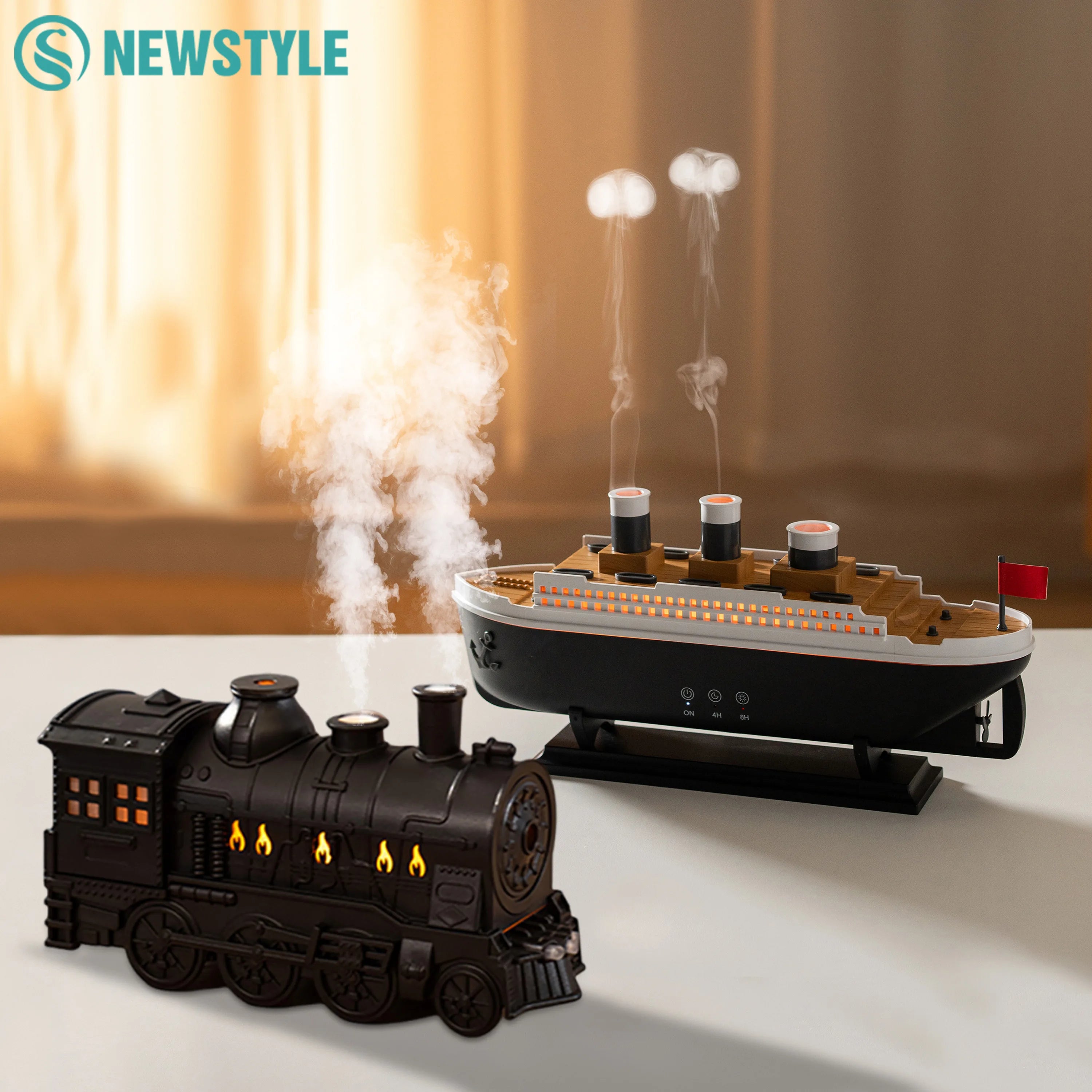 Humidificador ultrasónico con difusor de aroma a aceites esenciales con luces de colores y control remoto en forma de medusas para barcos y trenes