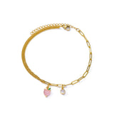 Pulsera de acero inoxidable con dijes de moda para mujer: diseño de plantas con cierre de pinza de langosta