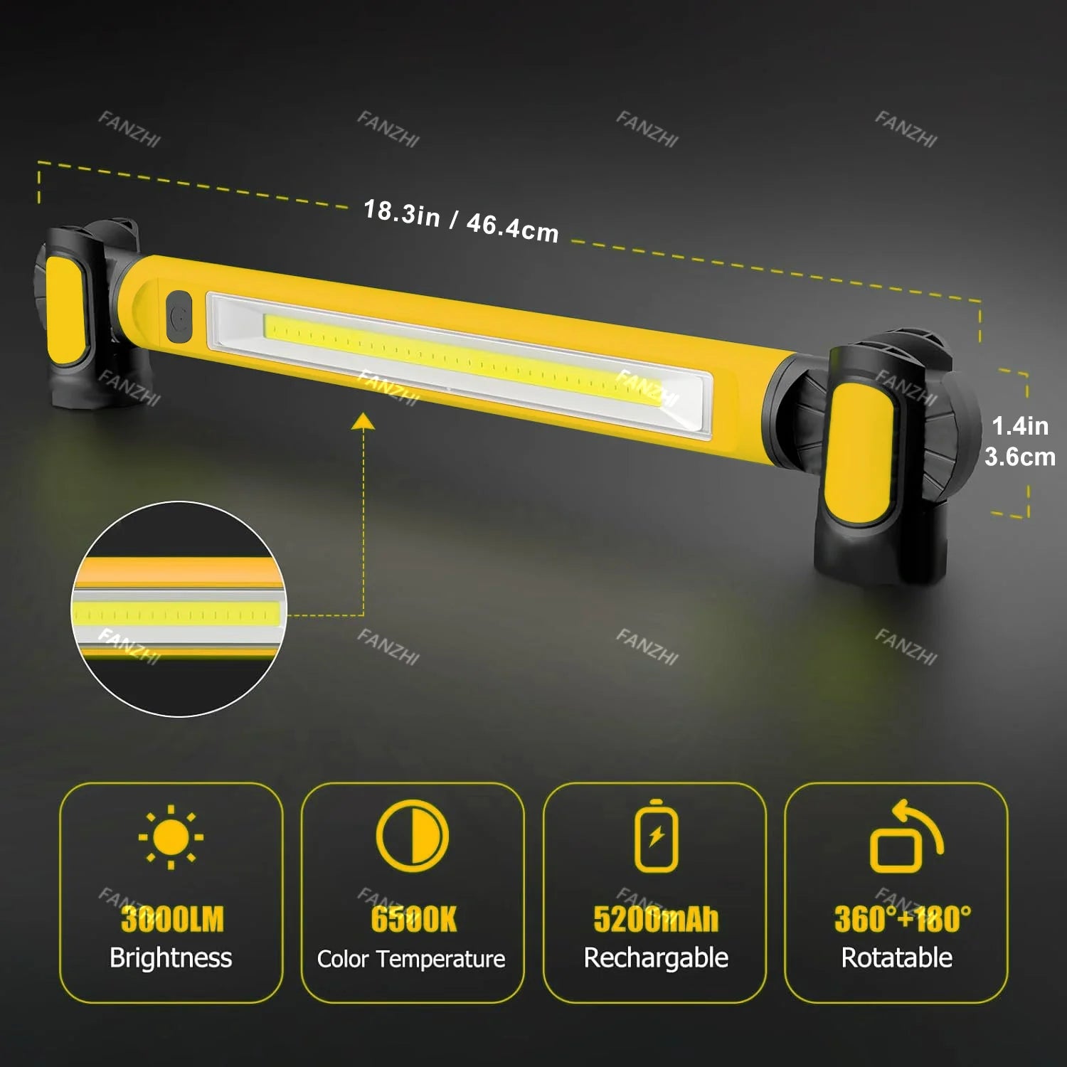 Título del producto optimizado para SEO: Luz de trabajo portátil LED ultrabrillante de 50 W: foco recargable e impermeable