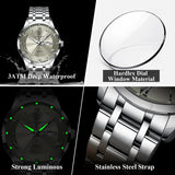 Men's Luxury Stainless Steel Watch – Waterproof, Luminous, Date & Week Display