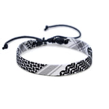 Pulsera con dijes geométricos para mujer: elegante cadena de cuerda de algodón con cierre de palanca