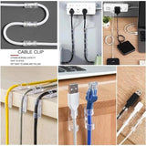 Adhesive Cable Organizer Clips - Cord Management for Desk & Home Office