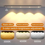 Luz LED con sensor de movimiento recargable por USB: iluminación regulable de 3 colores para debajo de los gabinetes