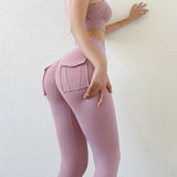 High-Waist Pocket Yoga Leggings for Women – Booty Lifting, Seamless, Quick-Dry Fitness Pants