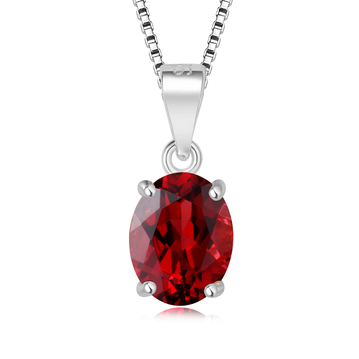 925 Sterling Silver Oval Birthstone Pendant – Garnet, Citrine, Amethyst, Blue Topaz Necklace (No Chain)