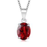 925 Sterling Silver Oval Birthstone Pendant – Garnet, Citrine, Amethyst, Blue Topaz Necklace (No Chain)