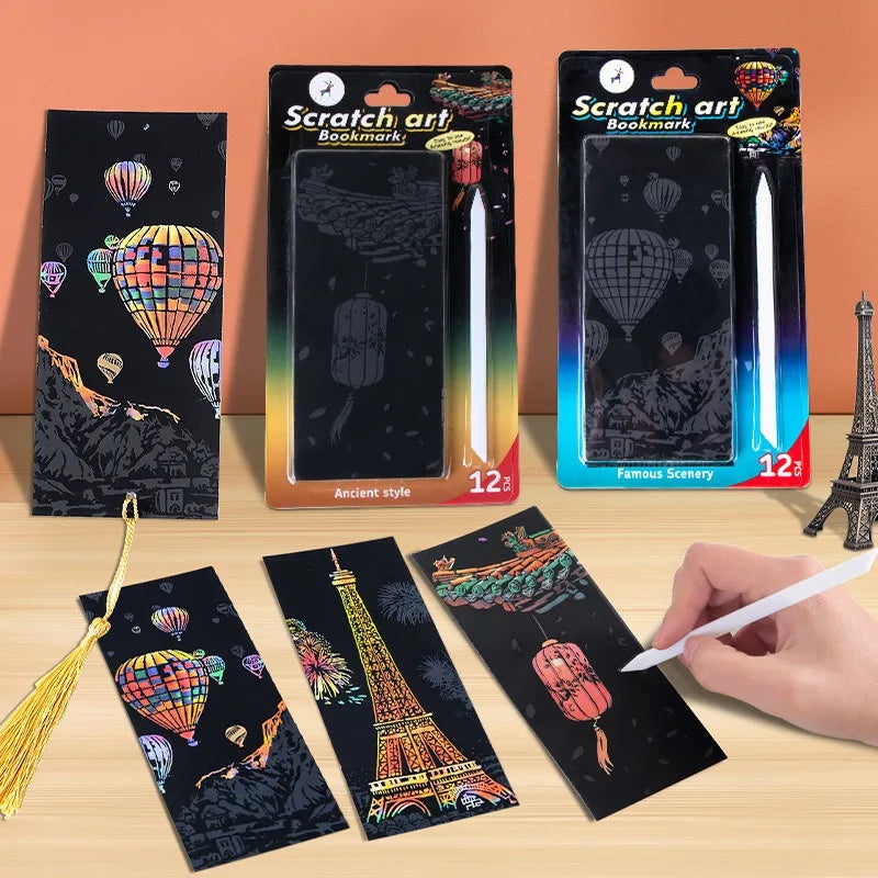 DIY Scratch Painting Set – Famous World Landmarks Night Scenery Art Kit