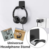 Soporte de pared universal para auriculares: colgador de plástico adhesivo para debajo del escritorio para juegos, auriculares y cascos