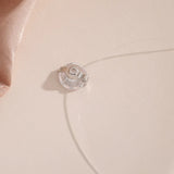 Crystal Ball Pendant Choker – Transparent Fishline Necklace for Women, Elegant Wedding & Party Jewelry