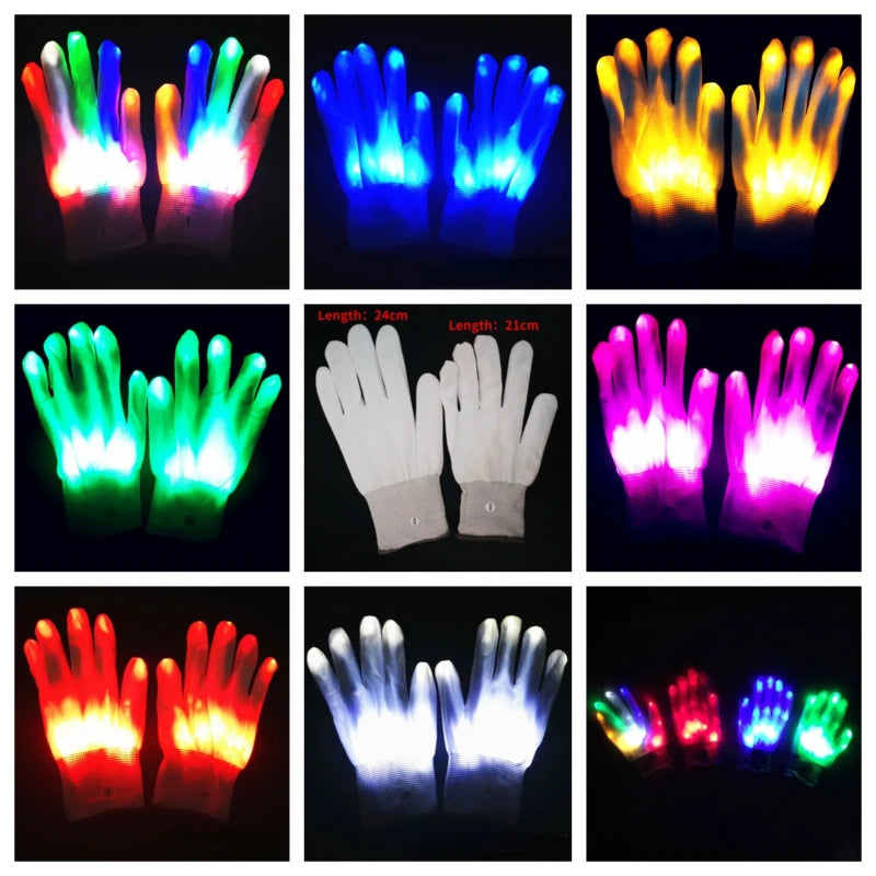 Guantes de calavera con luces LED de neón: accesorios de fiesta con luces intermitentes para Halloween, Navidad y espectáculos