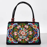Floral Embroidered Canvas Handbag – Stylish Zipper Tote for Women
