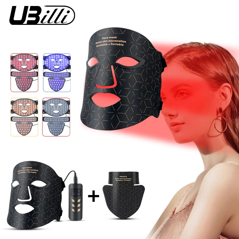 Silicone LED Light Therapy Mask for Face & Neck – Anti-Aging, Acne Removal & Skin Rejuvenation