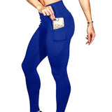 Seamless High-Stretch Yoga Leggings for Women with Elastic Waist and Welt Pockets