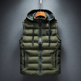 Brand Mens Jacket Sleeveless Vest Hooded Fashion Casual Coats Male Cotton-Padded Men's Vest Men Zipper Waistcoats Plus size 6XL