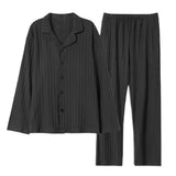 Stylish Men’s Fall & Winter Pajama Set - Comfy Milk Silk Loungewear with Striped Plaid Design